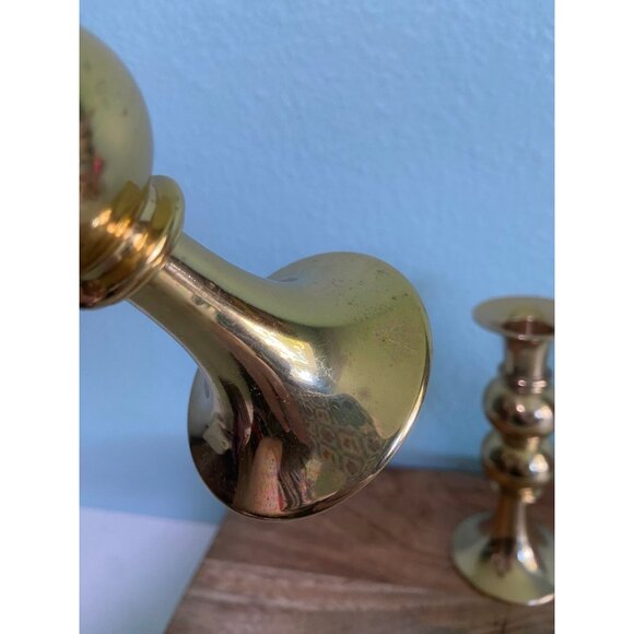Made in India Vintage Brass Candle Stick Holders Set of 2 - Picture 5 of 12